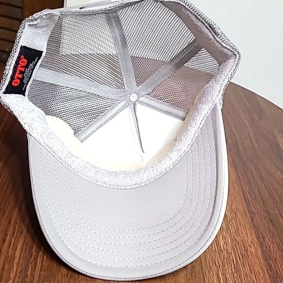 Otto Trucker Unisex Cap with Red, White & Blue Flag Heart on Light Gray, NWOT - Picture 5 of 6